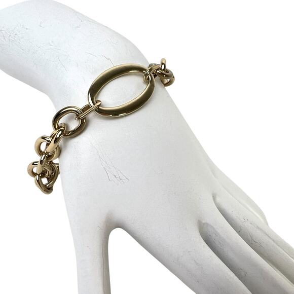 Avon Vintage Bracelet Open Oval Links Smooth Polished Gold Tone Shiny 7.5 Inch - Picture 4 of 6
